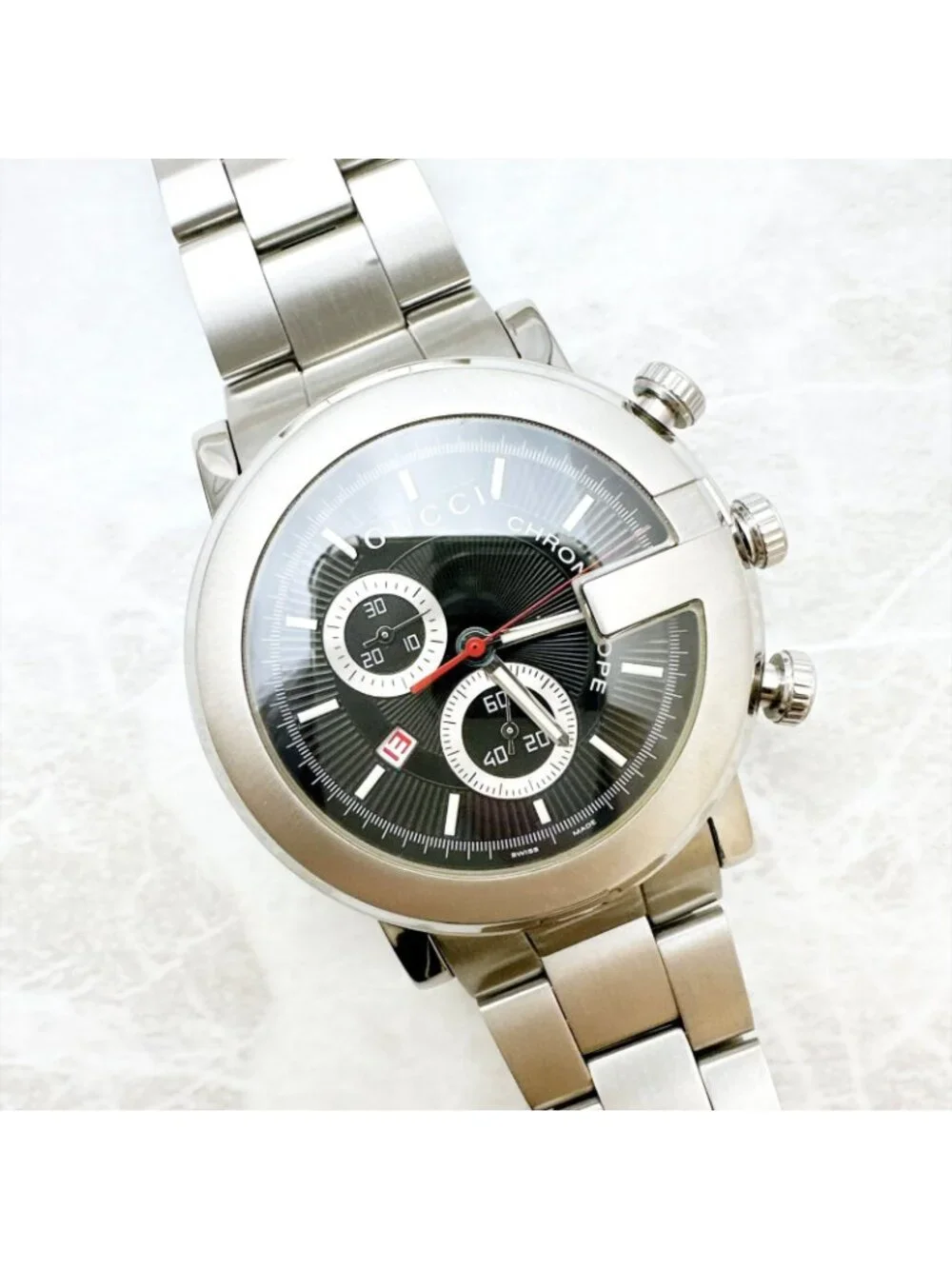 Gucci Chrono Watch Quartz Stainless Steel with Booklet
